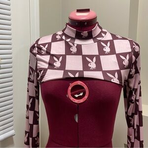 Playboy Misguided women pink and burgundy long sleeves shrug top. Size 6. Used.